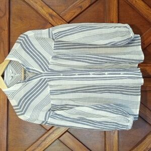 Lucky Brand Ladies XS Cotton Blue Stripe Blouse